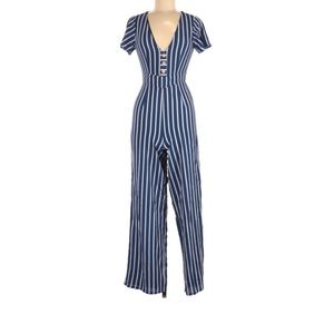 Crystal Doll Blue and white Striped Jumpsuit